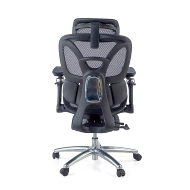 ergonomische bureaustoel zwart sense ultra netstof mesh 4d verstelbare armleuningen lumbale steun hoofdsteun uitschuifbare voetensteun 10