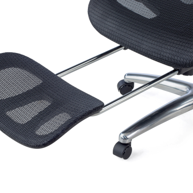 ergonomische bureaustoel zwart sense ultra netstof mesh 4d verstelbare armleuningen lumbale steun hoofdsteun uitschuifbare voetensteun 12