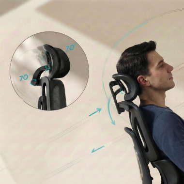 ergonomische bureaustoel zwart sense ultra netstof mesh 4d verstelbare armleuningen lumbale steun hoofdsteun uitschuifbare voetensteun 5