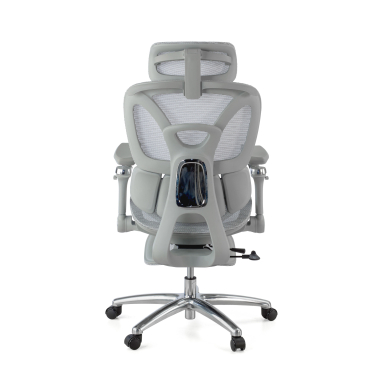 ergonomische bureaustoel grijs sense ultra netstof mesh 4d verstelbare armleuningen lumbale steun hoofdsteun uitschuifbare voetensteun 11