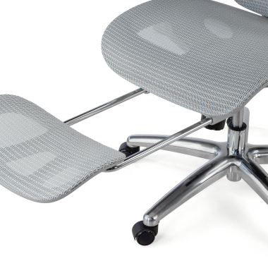 ergonomische bureaustoel grijs sense ultra netstof mesh 4d verstelbare armleuningen lumbale steun hoofdsteun uitschuifbare voetensteun 13