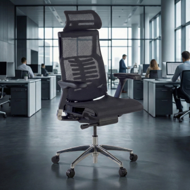 ergonomische bureaustoel zwart zwarte structuur netstof mesh 5d verstelbare armleuningen lumbale steun hoofdsteun 2