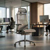 Ergonomische bureaustoel Pofit2, premium model, grijs frame