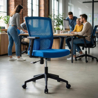 draaistoel blauw pivot netstof mesh 1d verstelbare armleuningen 2