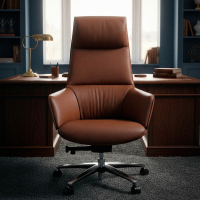Luxe bureaustoel Mozart, verfijnd ontwerp, leer