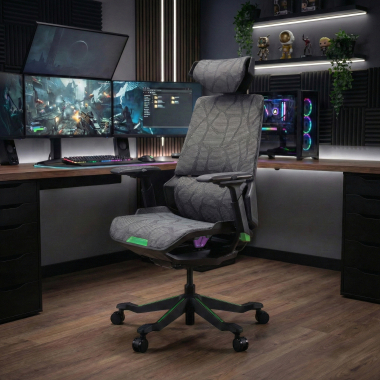 gamestoel groen blooddragon netstof mesh 6d verstelbare armleuningen lumbale steun hoofdsteun 2