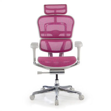 ergonomische bureaustoel wit roze witte structuur net netstof mesh 5d verstelbare armleuningen hoofdsteun 3