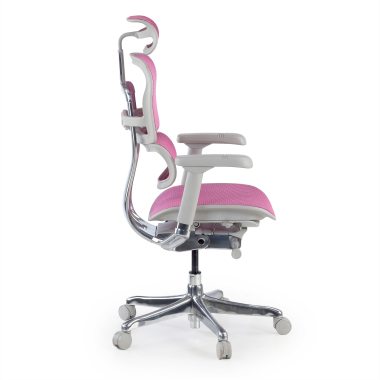 ergonomische bureaustoel wit roze witte structuur net netstof mesh 5d verstelbare armleuningen hoofdsteun 4