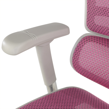ergonomische bureaustoel wit roze witte structuur net netstof mesh 5d verstelbare armleuningen hoofdsteun 5