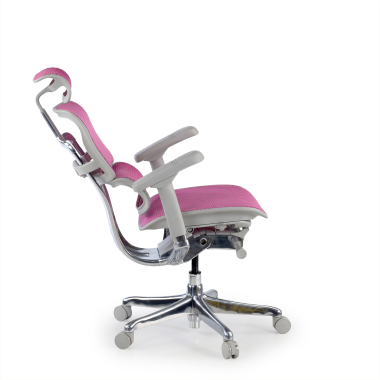 ergonomische bureaustoel wit roze witte structuur net netstof mesh 5d verstelbare armleuningen hoofdsteun 6