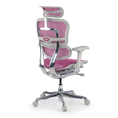 ergonomische bureaustoel wit roze witte structuur net netstof mesh 5d verstelbare armleuningen hoofdsteun 7