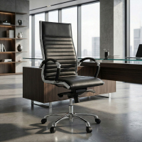 Luxe bureaustoel Arkansas, verchroomd frame, leren bekleding
