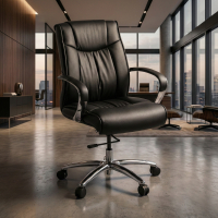 Luxe bureaustoel Atlanta, met onderrugsteun, leer