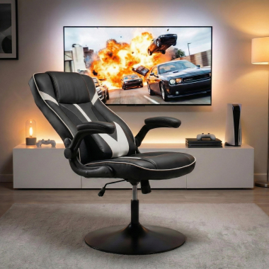 gamestoel wit kunstleder opklapbare armleuningen 2