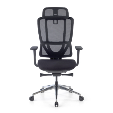ergonomische bureaustoel zwart aeroflow zwarte structuur netstof mesh 3d verstelbare armleuningen dubbele lumbale steun hoofdsteun 3
