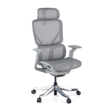 ergonomische bureaustoel wit grijs aerofit wit frame netstof mesh 4d verstelbare armleuningen dubbele lumbale steun hoofdsteun 1