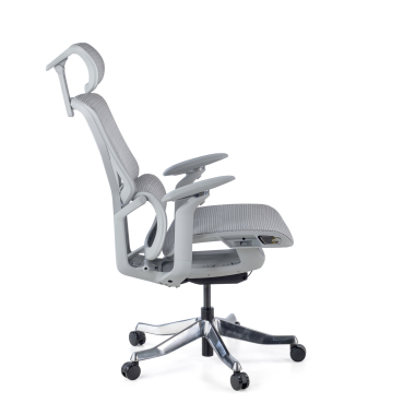 ergonomische bureaustoel wit grijs aerofit wit frame netstof mesh 4d verstelbare armleuningen dubbele lumbale steun hoofdsteun 5