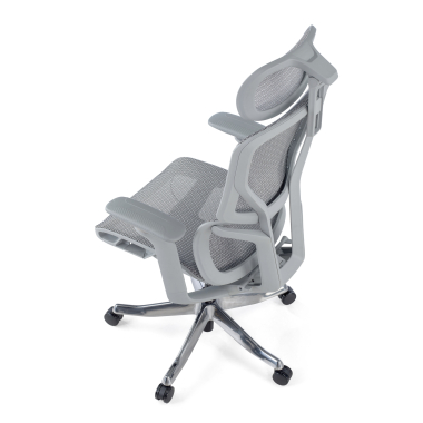 ergonomische bureaustoel wit grijs aerofit wit frame netstof mesh 4d verstelbare armleuningen dubbele lumbale steun hoofdsteun 7