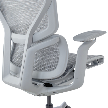 ergonomische bureaustoel wit grijs aerofit wit frame netstof mesh 4d verstelbare armleuningen dubbele lumbale steun hoofdsteun 8