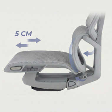 ergonomische bureaustoel wit grijs aerofit wit frame netstof mesh 4d verstelbare armleuningen dubbele lumbale steun hoofdsteun 11
