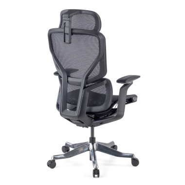 ergonomische bureaustoel zwart aerofit zwart frame netstof mesh 4d verstelbare armleuningen dubbele lumbale steun hoofdsteun 12