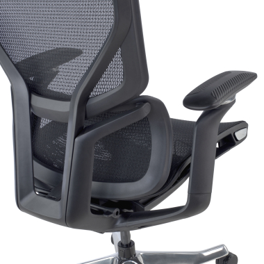 ergonomische bureaustoel zwart aerofit zwart frame netstof mesh 4d verstelbare armleuningen dubbele lumbale steun hoofdsteun 6