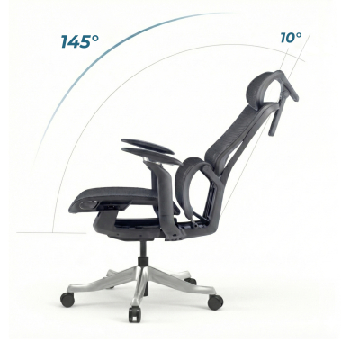 ergonomische bureaustoel zwart aerofit zwart frame netstof mesh 4d verstelbare armleuningen dubbele lumbale steun hoofdsteun 11