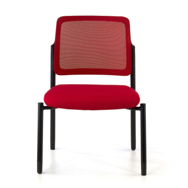 bezoekersstoel rood zonder armen netstof mesh zonder armleuningen 3