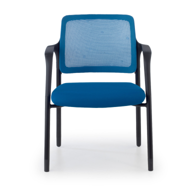 bezoekersstoel blauw met armen netstof mesh vaste armleuningen 3