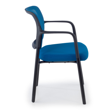 bezoekersstoel blauw met armen netstof mesh vaste armleuningen 4