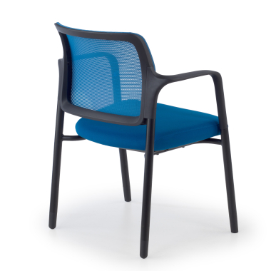 bezoekersstoel blauw met armen netstof mesh vaste armleuningen 7