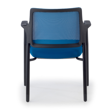 bezoekersstoel blauw met armen netstof mesh vaste armleuningen 8