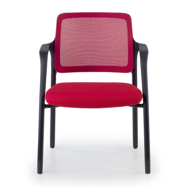 bezoekersstoel rood met armen netstof mesh vaste armleuningen 3