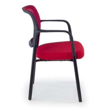 bezoekersstoel rood met armen netstof mesh vaste armleuningen 4