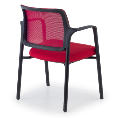 bezoekersstoel rood met armen netstof mesh vaste armleuningen 8
