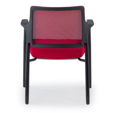bezoekersstoel rood met armen netstof mesh vaste armleuningen 9
