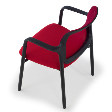 bezoekersstoel rood met armen netstof mesh vaste armleuningen 10