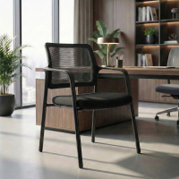 Vergaderstoel Hermes met armleuningen, 4-poots onderstel, brede zitting, mesh rugleuning