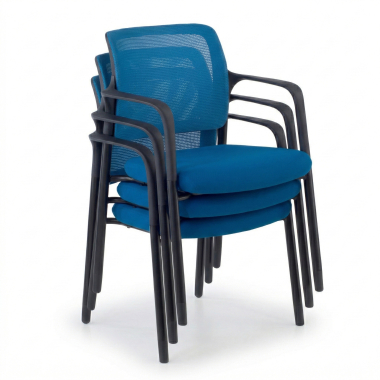 bezoekersstoel blauw met armen netstof mesh vaste armleuningen 6