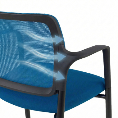 bezoekersstoel blauw met armen netstof mesh vaste armleuningen 5