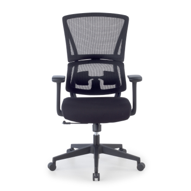 ergonomische bureaustoel zwart zonder hoofdsteun stof vaste armleuningen dubbele lumbale steun 3