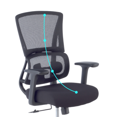 ergonomische bureaustoel zwart zonder hoofdsteun stof vaste armleuningen dubbele lumbale steun 8