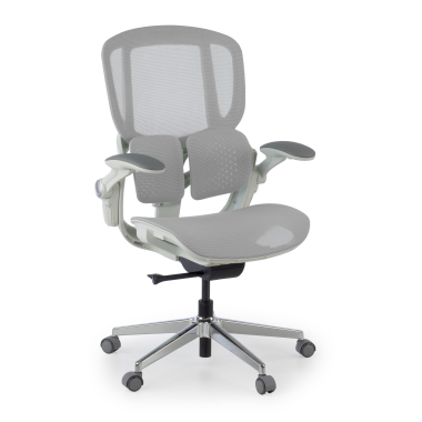 ergonomische bureaustoel wit grijs erghos one zonder hoofdsteun netstof mesh 3d verstelbare armleuningen dubbele lumbale steun 1