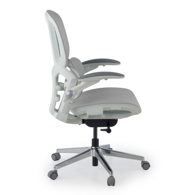 ergonomische bureaustoel wit grijs erghos one zonder hoofdsteun netstof mesh 3d verstelbare armleuningen dubbele lumbale steun 3