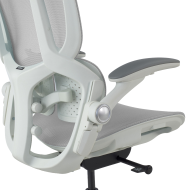 ergonomische bureaustoel wit grijs erghos one zonder hoofdsteun netstof mesh 3d verstelbare armleuningen dubbele lumbale steun 15