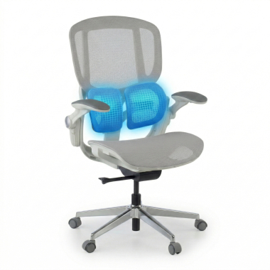 ergonomische bureaustoel wit grijs erghos one zonder hoofdsteun netstof mesh 3d verstelbare armleuningen dubbele lumbale steun 6