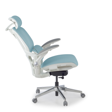 ergonomische bureaustoel wit blauw erghos one met hoofdsteun netstof mesh 3d verstelbare armleuningen dubbele lumbale steun hoofdsteun 5