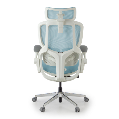 ergonomische bureaustoel wit blauw erghos one met hoofdsteun netstof mesh 3d verstelbare armleuningen dubbele lumbale steun hoofdsteun 11