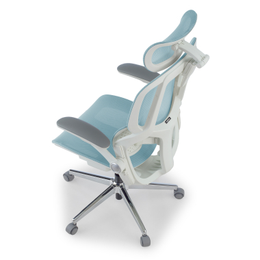 ergonomische bureaustoel wit blauw erghos one met hoofdsteun netstof mesh 3d verstelbare armleuningen dubbele lumbale steun hoofdsteun 13