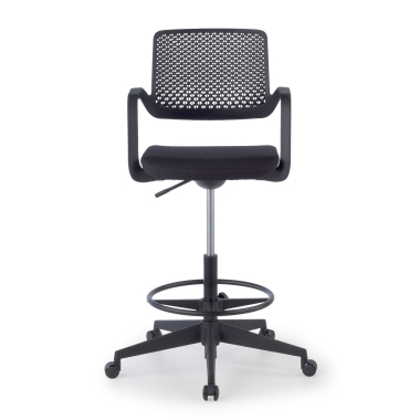 bureaukruk zwart bureauhocker stof vaste armleuningen 3